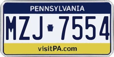 PA license plate MZJ7554
