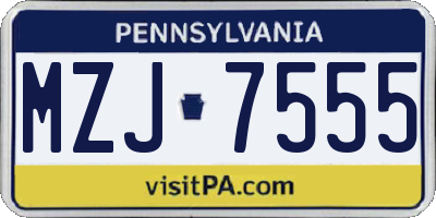 PA license plate MZJ7555