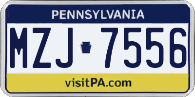 PA license plate MZJ7556