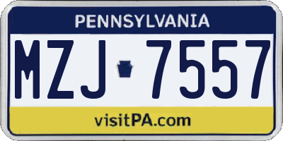 PA license plate MZJ7557
