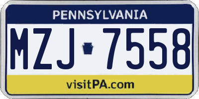 PA license plate MZJ7558