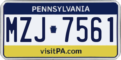 PA license plate MZJ7561