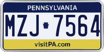 PA license plate MZJ7564
