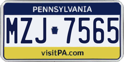 PA license plate MZJ7565