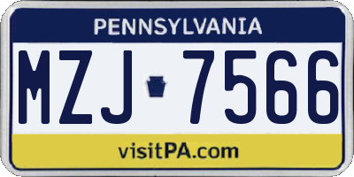 PA license plate MZJ7566