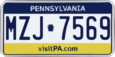 PA license plate MZJ7569