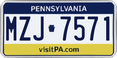 PA license plate MZJ7571
