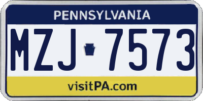 PA license plate MZJ7573