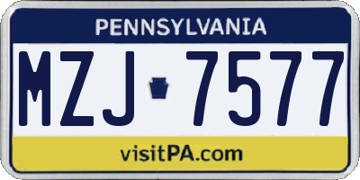 PA license plate MZJ7577