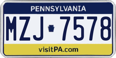 PA license plate MZJ7578
