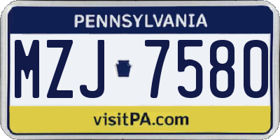 PA license plate MZJ7580