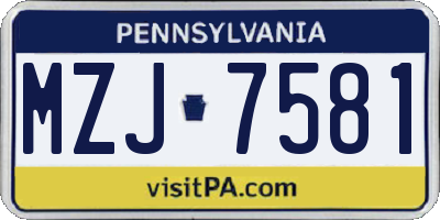 PA license plate MZJ7581