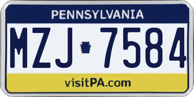 PA license plate MZJ7584