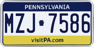 PA license plate MZJ7586