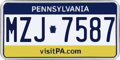 PA license plate MZJ7587