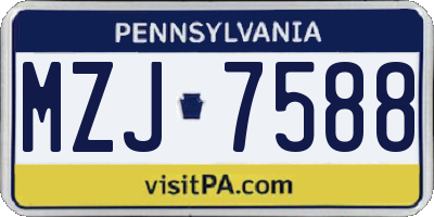 PA license plate MZJ7588
