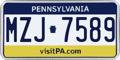PA license plate MZJ7589