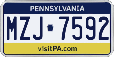 PA license plate MZJ7592