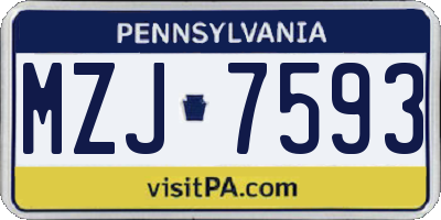 PA license plate MZJ7593