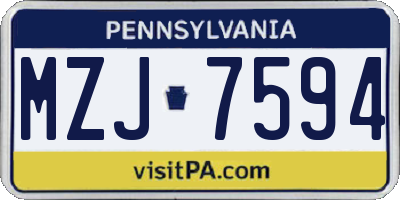PA license plate MZJ7594
