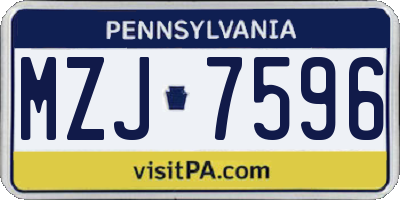 PA license plate MZJ7596