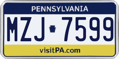 PA license plate MZJ7599