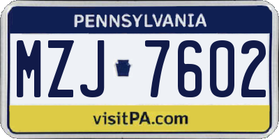 PA license plate MZJ7602