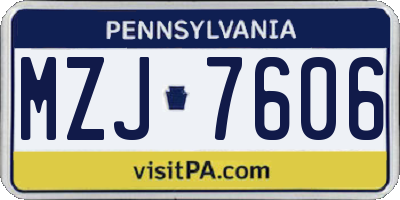 PA license plate MZJ7606