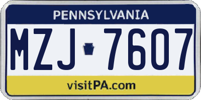 PA license plate MZJ7607