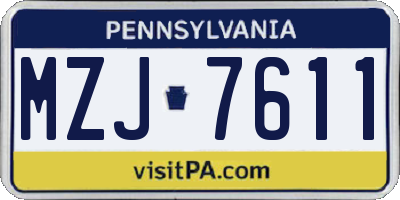 PA license plate MZJ7611