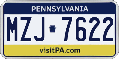 PA license plate MZJ7622