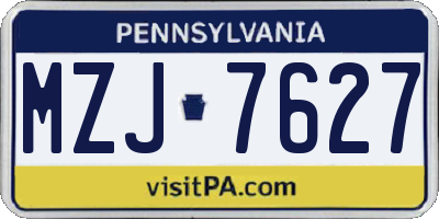 PA license plate MZJ7627