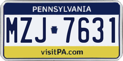 PA license plate MZJ7631