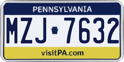 PA license plate MZJ7632