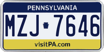 PA license plate MZJ7646