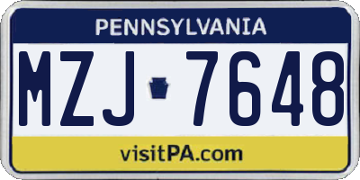 PA license plate MZJ7648