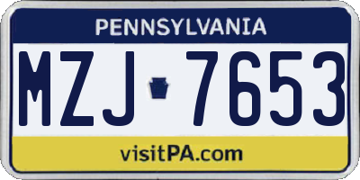 PA license plate MZJ7653
