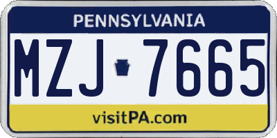 PA license plate MZJ7665