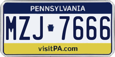 PA license plate MZJ7666