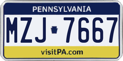 PA license plate MZJ7667