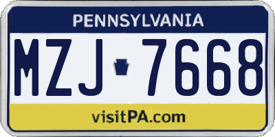 PA license plate MZJ7668