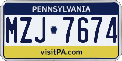 PA license plate MZJ7674