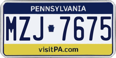 PA license plate MZJ7675