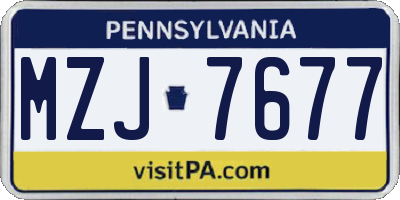 PA license plate MZJ7677