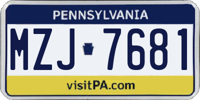 PA license plate MZJ7681