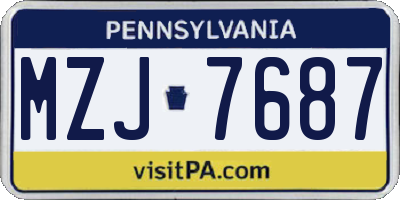 PA license plate MZJ7687