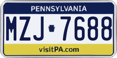 PA license plate MZJ7688