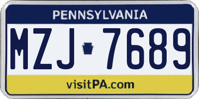 PA license plate MZJ7689