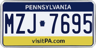 PA license plate MZJ7695