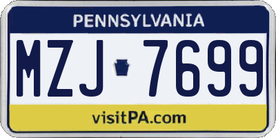 PA license plate MZJ7699